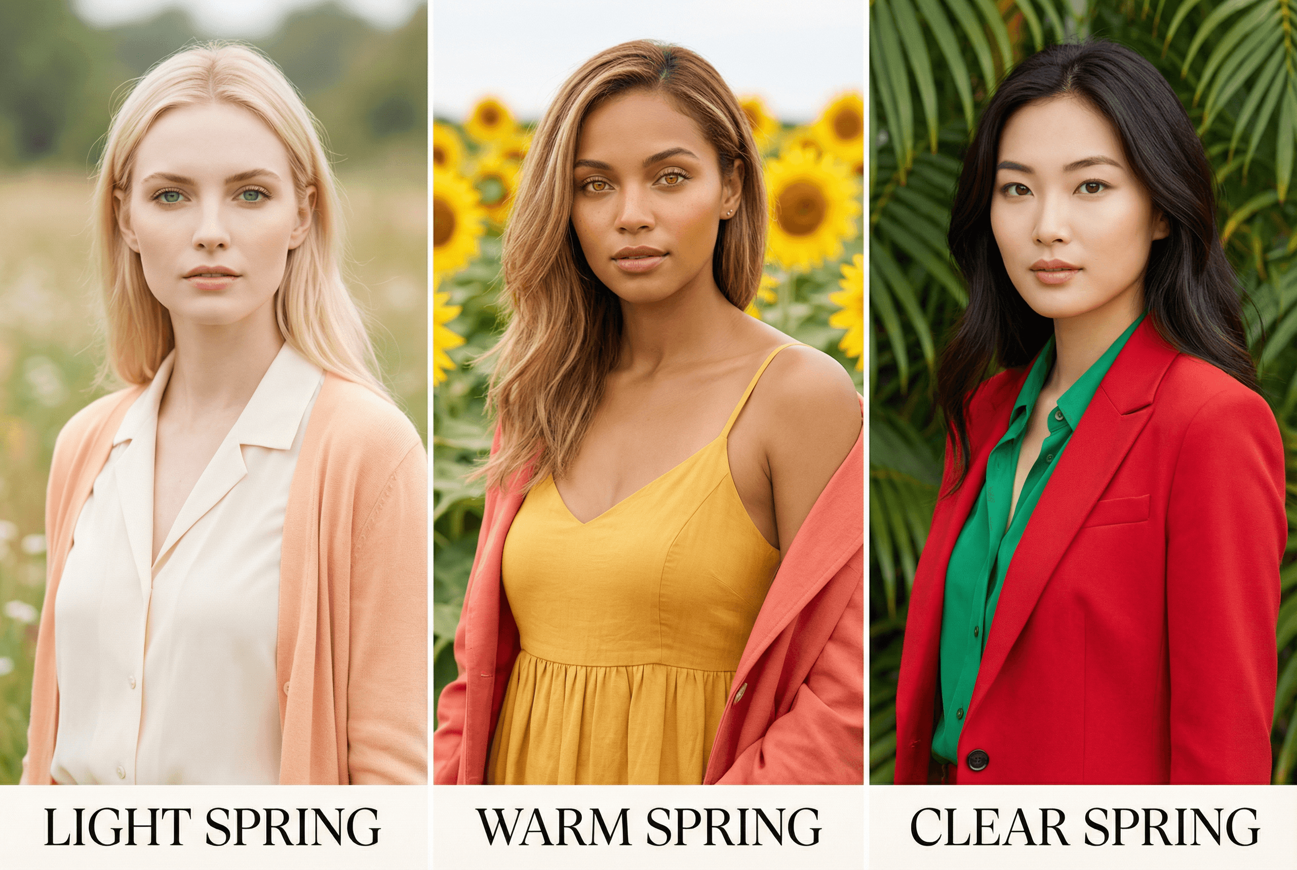 Spring season breakdown showing Light Spring, Warm Spring, and Clear Spring